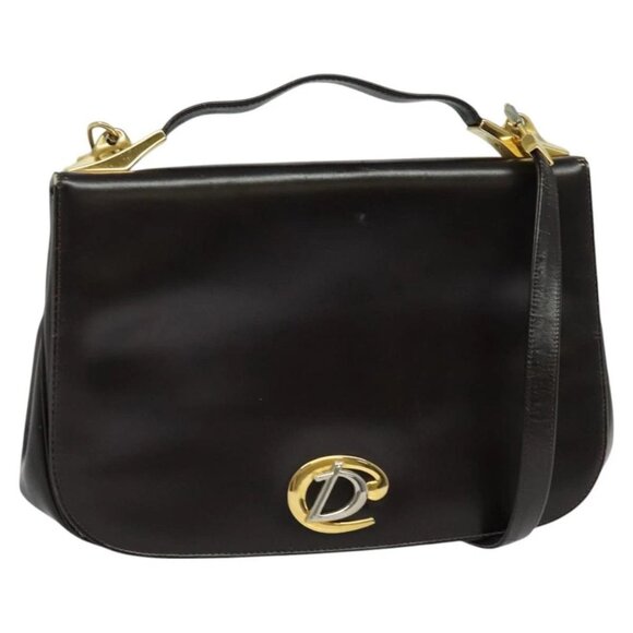 Christian Dior Shoulder Bag Leather Brown Gold - Picture 1 of 16